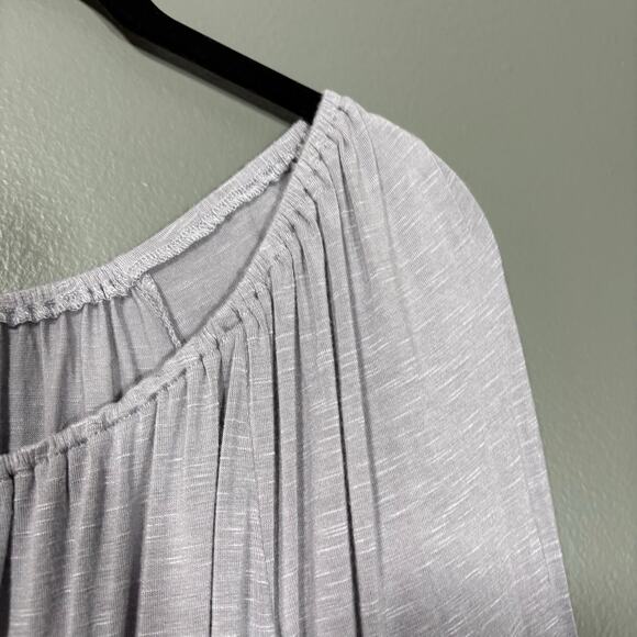 Tru Self Gray Crochet Lace Trim Boho Peasant Blouse - 1X - Women's Plus Size Top - Picture 2 of 7